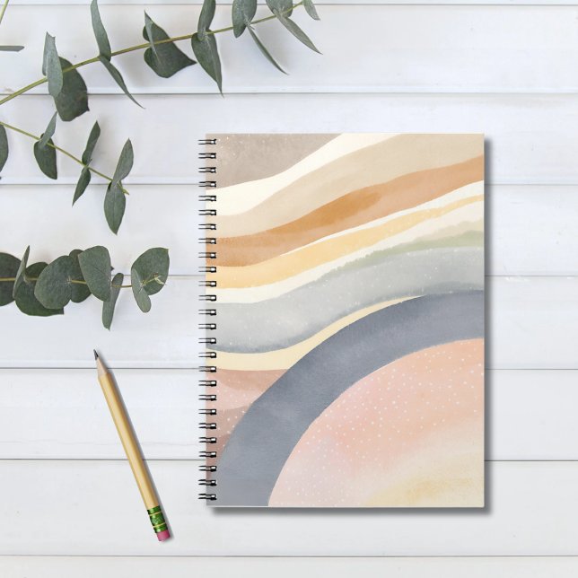 Carnet Vagues contemporaines | Aquarelle moderne neutre (Créateur téléchargé)