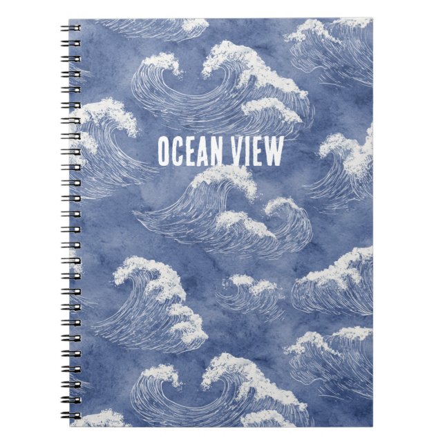 Carnet Vagues de vue sur l'océan bleu (Devant)
