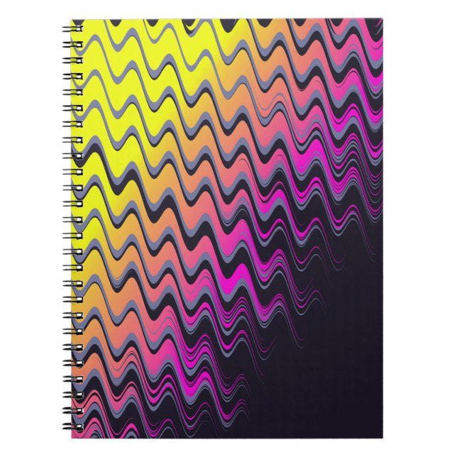 Carnet Vagues d'horreur rose et jaune (Devant)