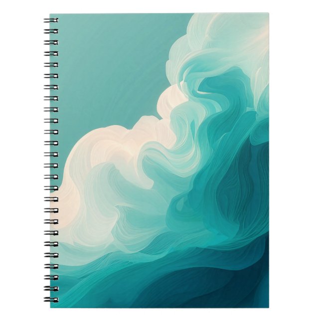 Carnet Vagues fluides sarcelle et blanc (Devant)