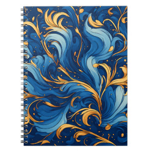 Carnet Vagues royales de fantaisie Tourbillons de bleu et