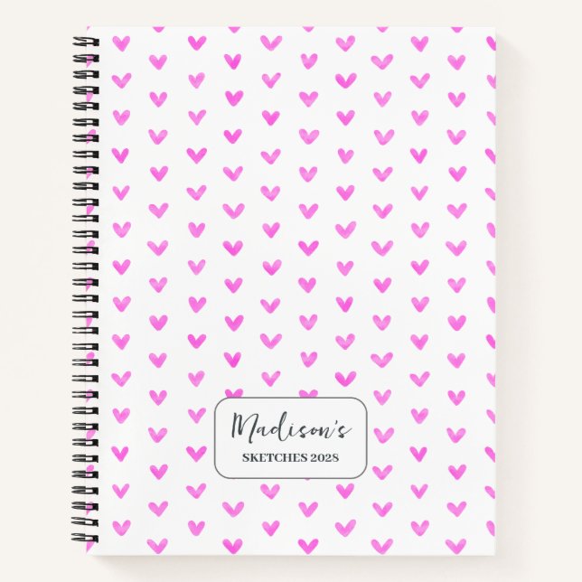 Carnet Valentine Coeurs roses Personnalisées (Devant)