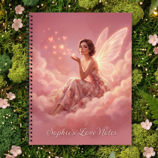 Carnet Valentine Fairy on Pink Clouds Fantasy Art Name