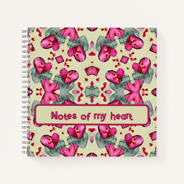 Carnet Valentine rouge coeur romance motif abstrait 1 (Devant)