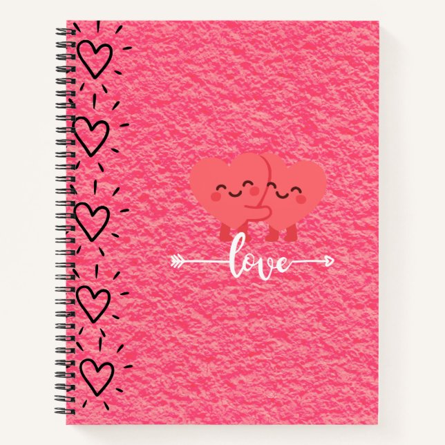 Carnet Valentine’s Day Love Notebook – Pink Hearts Design (Devant)