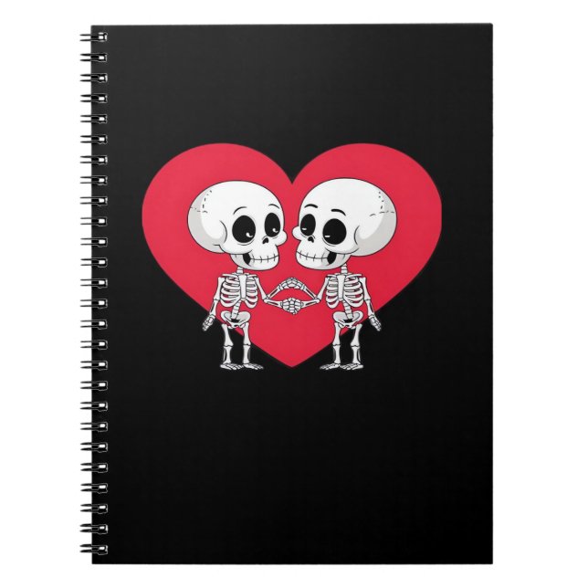 Carnet Valentines Jour Drôle Skeleton Coeur main (Devant)