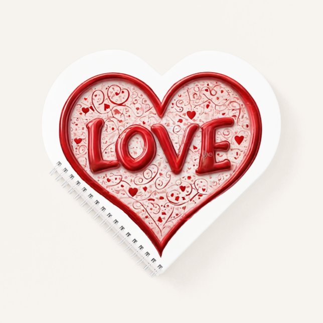 Carnet Valentines Rouge amour Coeur Blanc Nom (Devant)