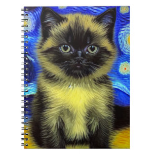 Carnet Van Gogh Starry Nuit Siamese Cat