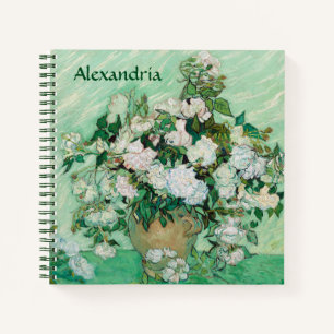 Carnet Van Gogh Vase avec roses roses Vintages