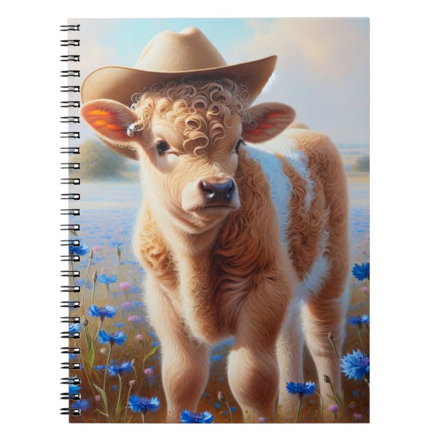 Carnet Veau Avec Casquette Cowboy En Pâturage (Devant)