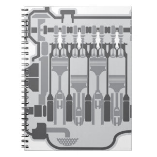 Carnet vecteur de moteur de 4 cylindres