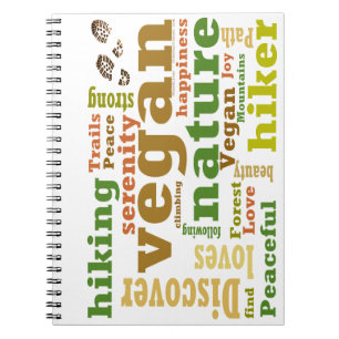 Carnet Vegan Hiker Hiking Word Cloud