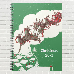 Carnet Veille de Noël vintage, Père Noël rétro dans son t