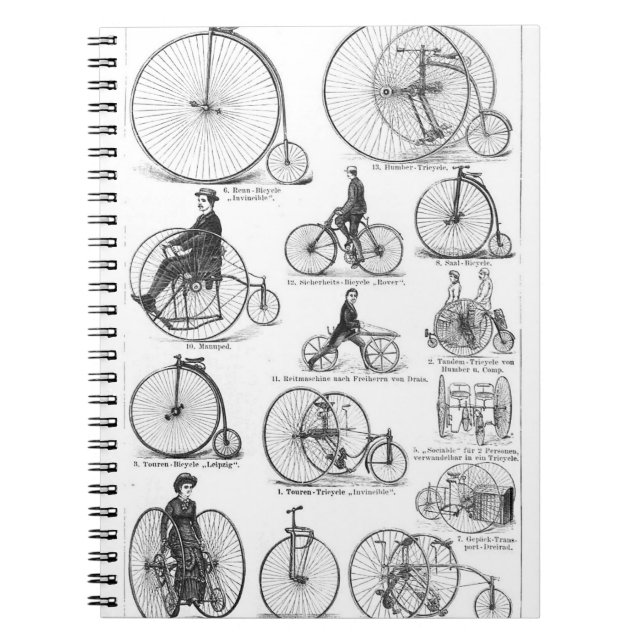 Carnet Vélo à grande roue Penny Farthing (Devant)
