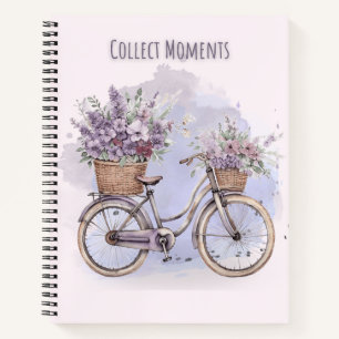 Carnet Vélo vintage à fleurs - Aquarelle