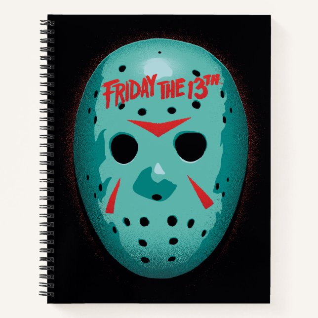Carnet Vendredi 13 | Graphique de masque de hockey bleu (Devant)