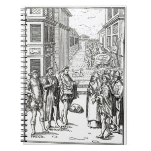 Carnet Vente par le crieur public, après une gravure sur