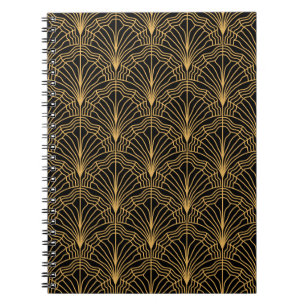 Carnet Ventilateur Art déco : Jaune géométrique Noir
