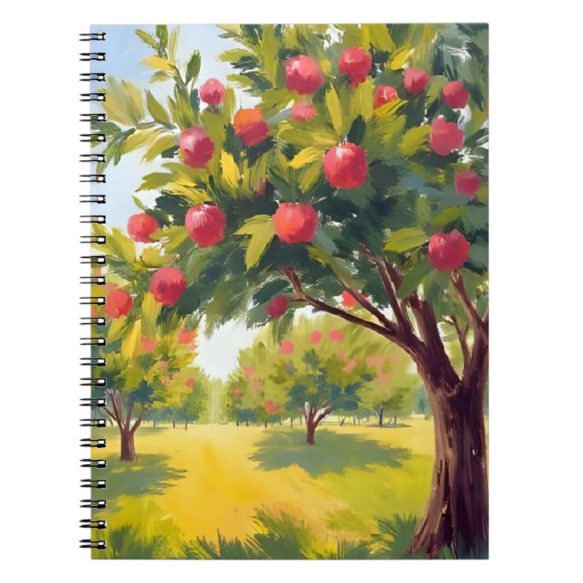 Carnet Verger de pommiers automne chute aquarelle (Devant)