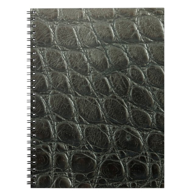 Carnet Véritable alligator noir texture cuir, gros plan (Devant)
