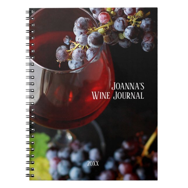 Carnet Verre à vin avec raisins / Revue de vin personnali (Devant)