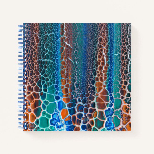 Carnet Verre Turquoise orange abstrait (Devant)