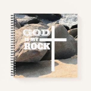 Carnet Verset biblique Dieu est mon Rocher Croix blanche