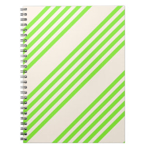 Carnet Vert citron vert et beige cinq rayures motif