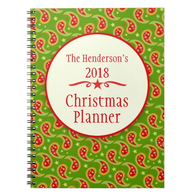 Carnet vert de planificateur de Noël de famille de (Devant)