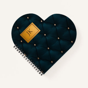 Carnet Vert Élégant, Diamants, Monogramme