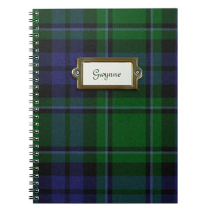 Carnet vert et bleu de plaid de tartan