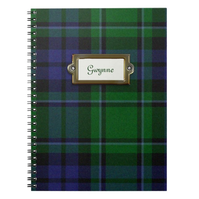 Carnet vert et bleu de plaid de tartan (Devant)