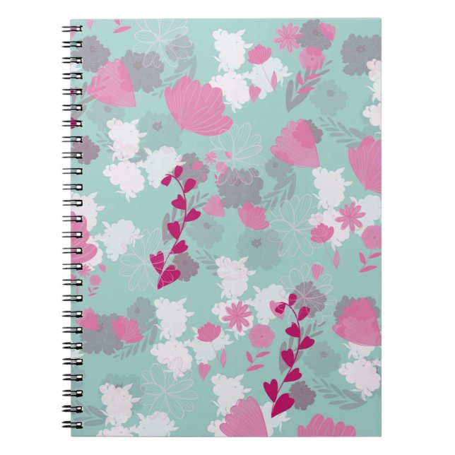 Carnet vert fleurs (Devant)
