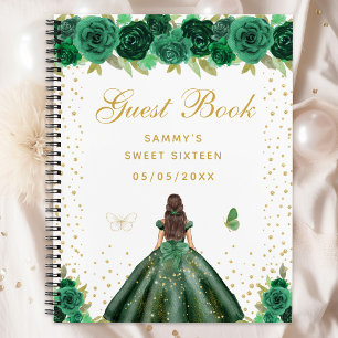 Carnet Vert Floral Brunette Cheveux Princesse Sweet sixte