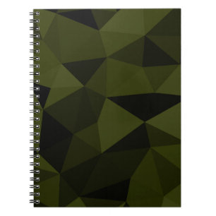 Carnet Vert foncé de l'armée noir motif de maille géométr