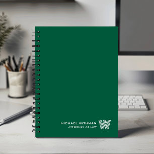 Carnet VERT Initial Monogramme Minimaliste ENTREPRISE COM