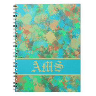 Carnet Vert, jaune et bleu gouttes abstraites