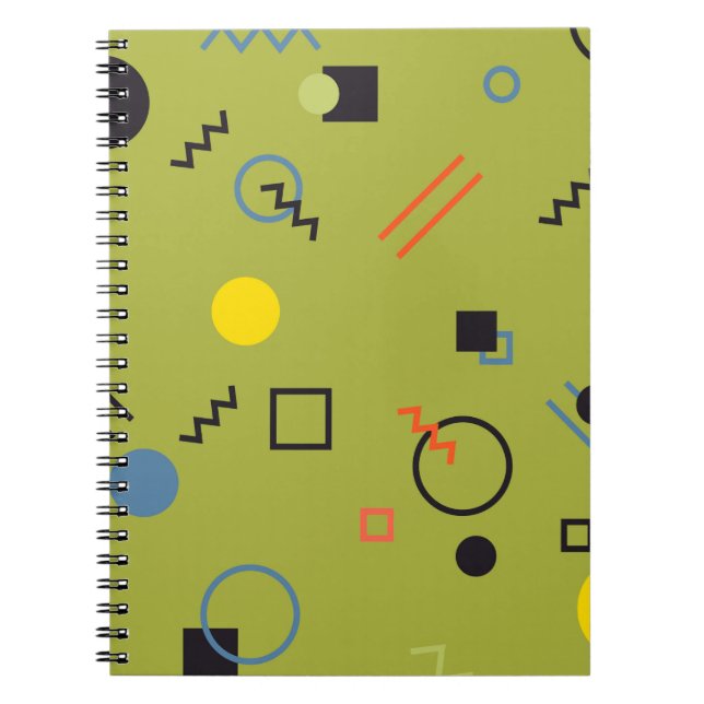 Carnet Vert, moderne, cool, tendance, urbain, Memphis mot (Devant)