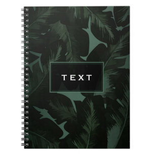 Carnet Vert & Noir Chic Feuilles de Palmier Tropical Chic