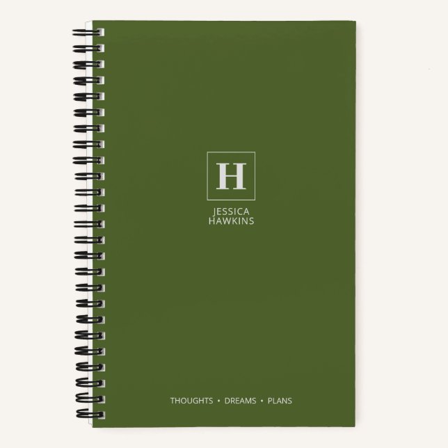 Carnet Vert olive foncé Monogramme Classique (Recto)