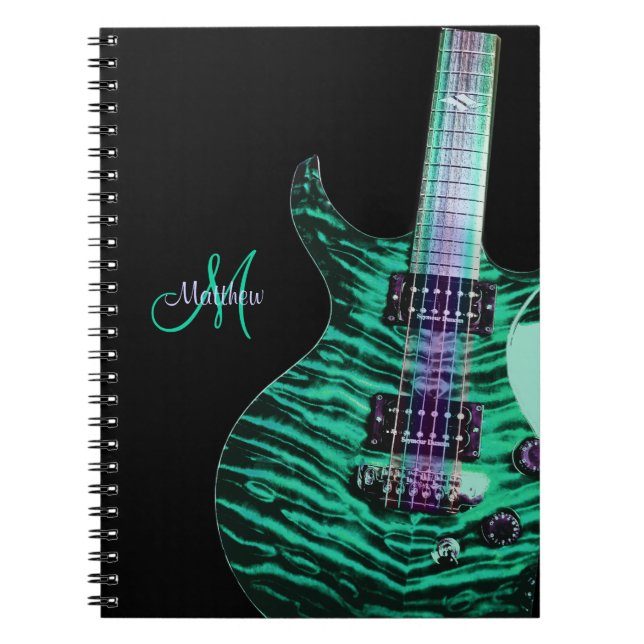 Carnet vert personnalisé de musique de guitare (Devant)