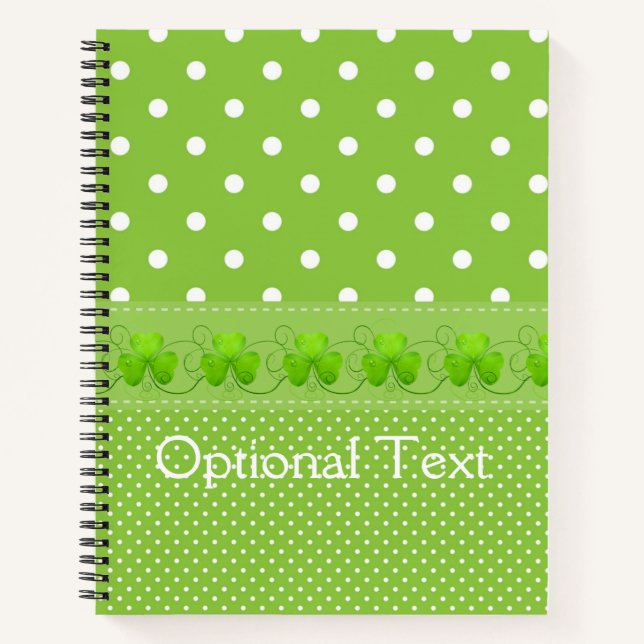 Carnet Vert, points et Shamrocks (Devant)