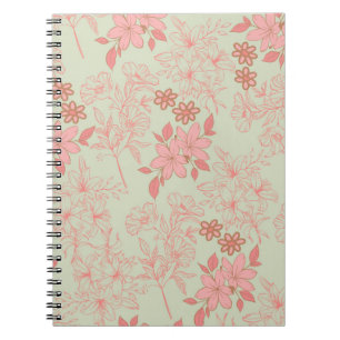 Carnet Vert rose rétro Y2K les années 70 Fleur Motif