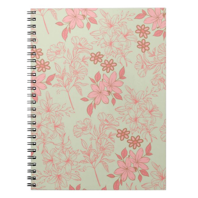 Carnet Vert rose rétro Y2K les années 70 Fleur Motif (Devant)