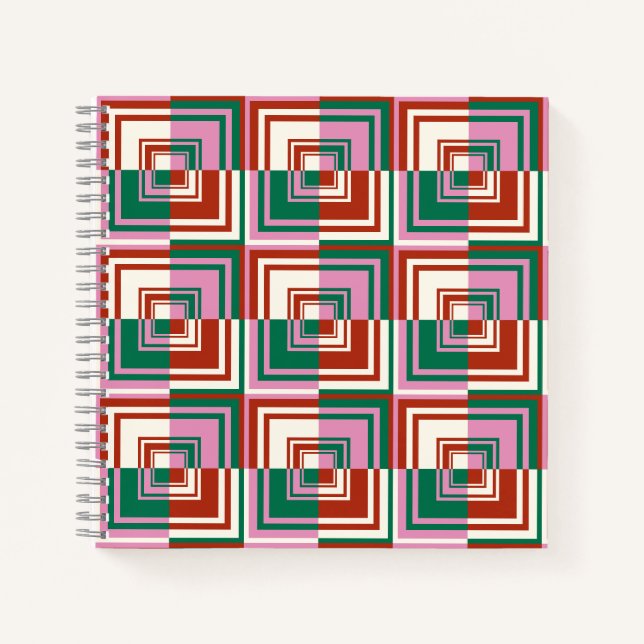 Carnet Vert rose rouge (Devant)