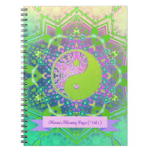Carnet Vert rose Yin Yang Mandala Géométrie Mandala