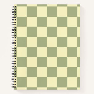 Carnet Vert sauge poussiéreux et damier jaune beurre