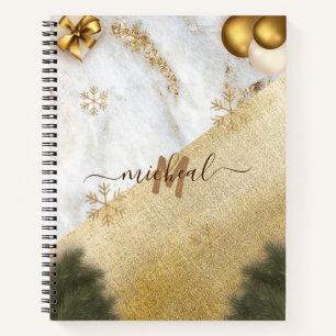 Carnet Vert tendance Laisser Gold Star Marble Nom personn