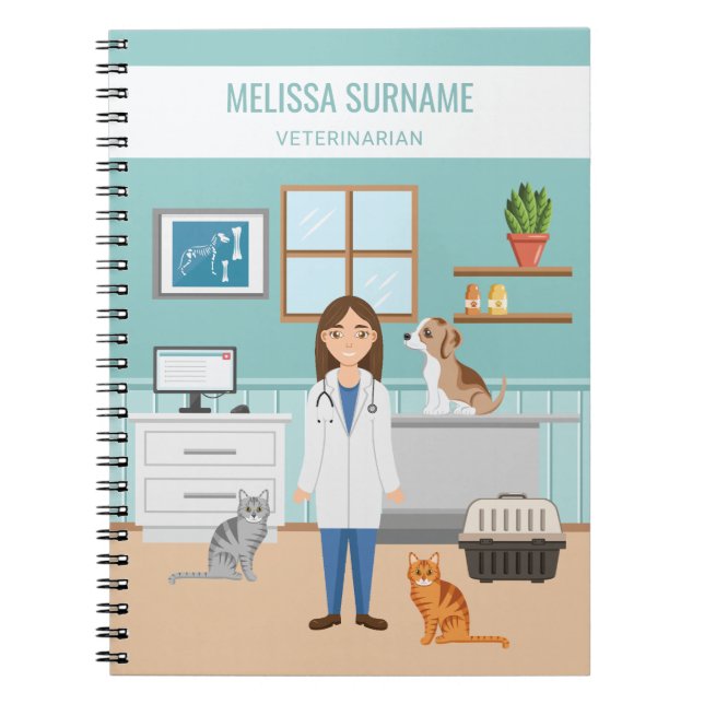 Carnet Vet de médecine vétérinaire Femme Docteur Soins po (Devant)