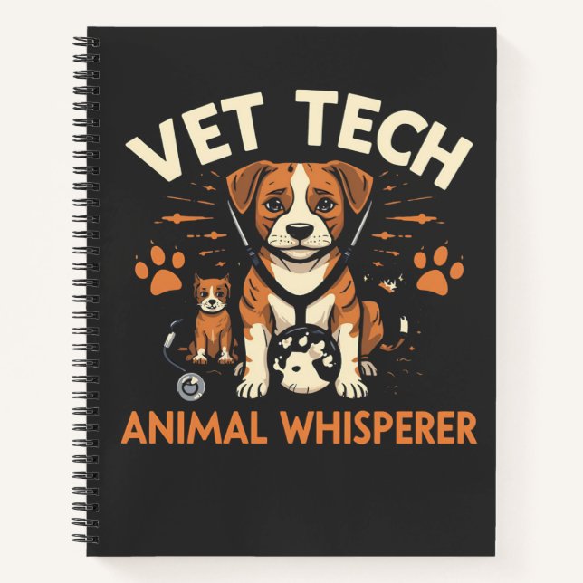 Carnet Vet Tech Animal Whisperer mignet Chiot Stethoscope (Devant)